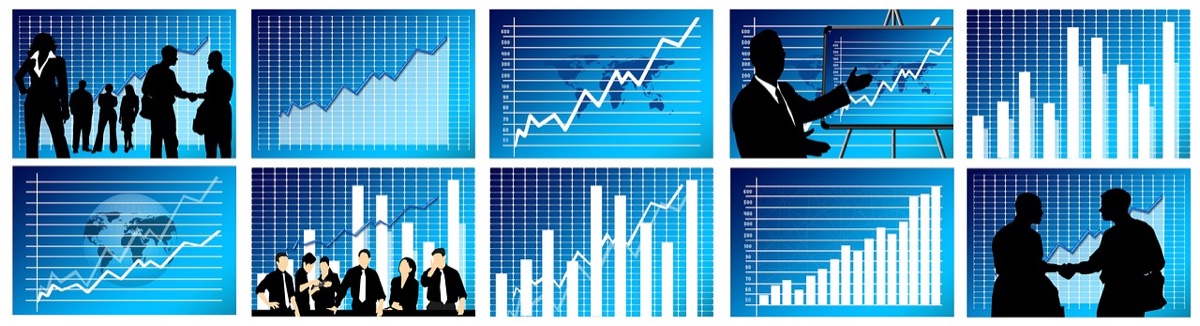 Gráfico de crescimento digital e estatísticas de dados