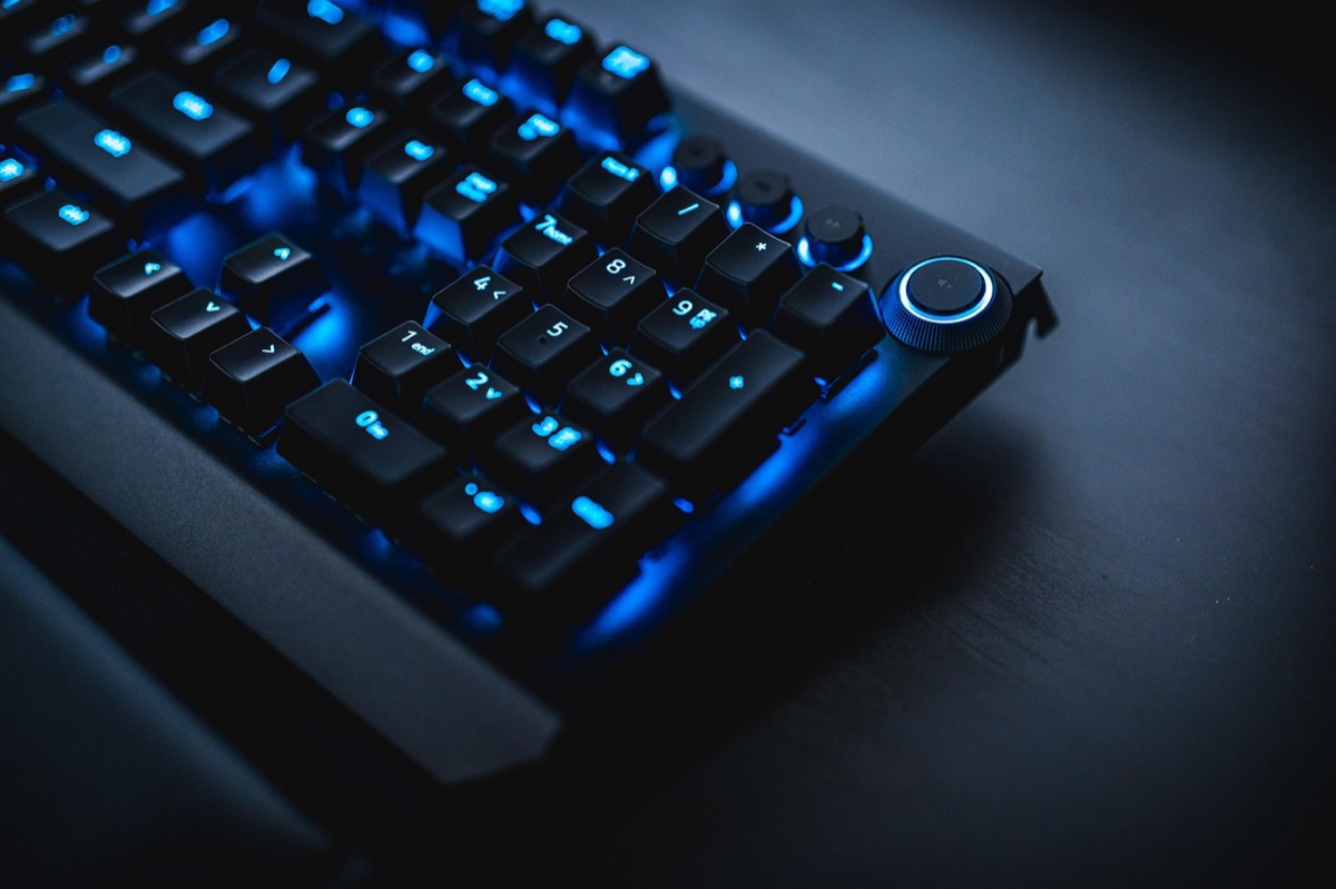 Gaming keyboard with blue keys